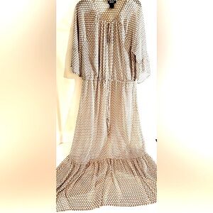 DKNY Beige Geometric Long Sleeve Dress